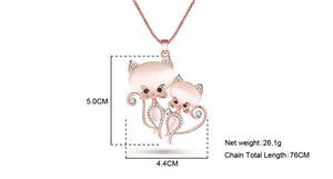 2 Crystal Cat Necklace