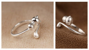 Silver Jewelry Cat Ring
