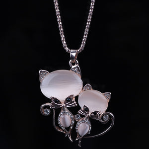 2 Crystal Cat Necklace