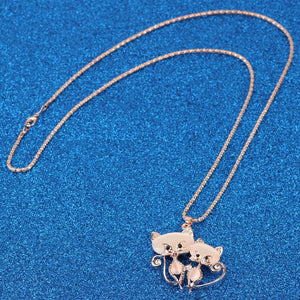 2 Crystal Cat Necklace