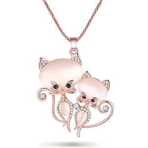 2 Crystal Cat Necklace