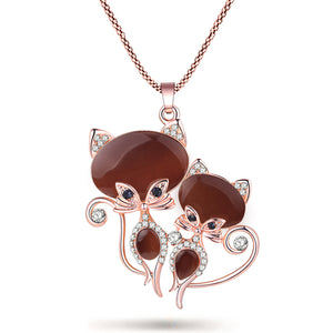 2 Crystal Cat Necklace