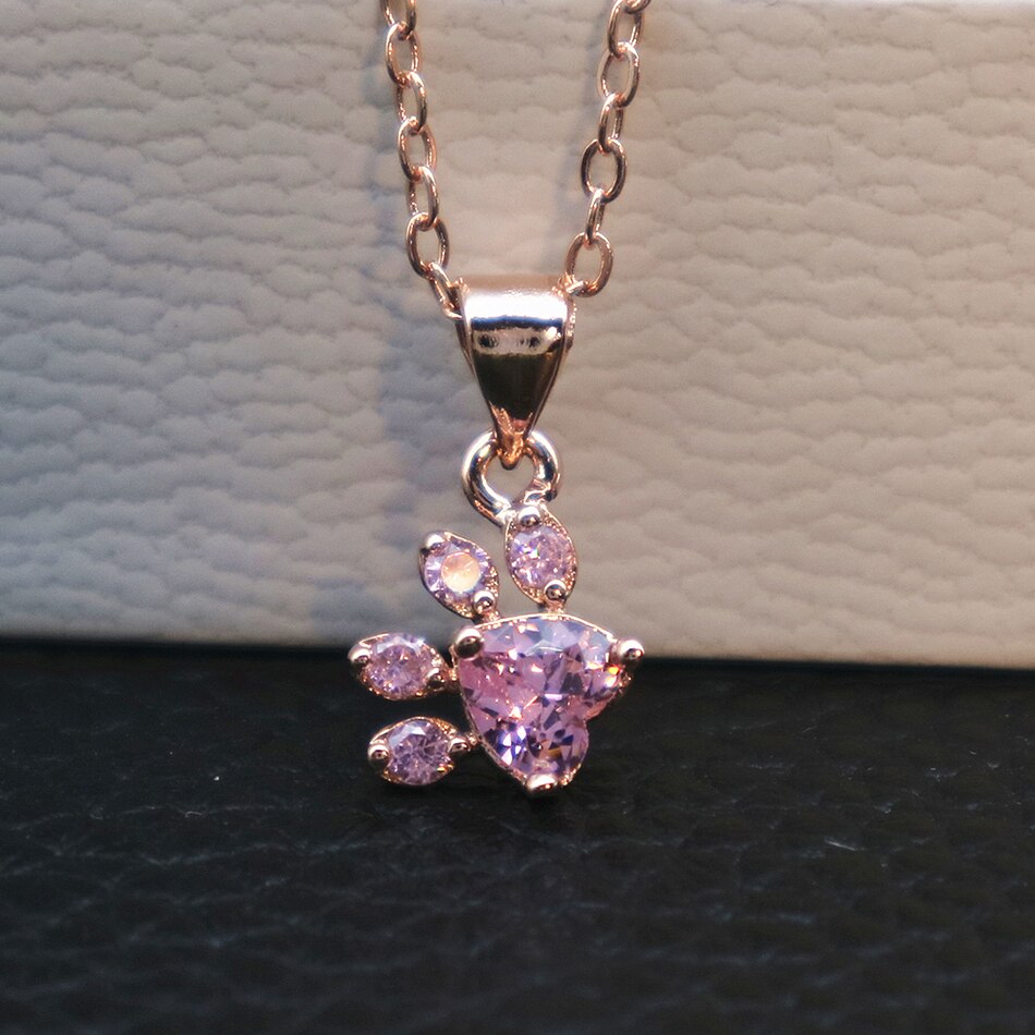 Love Cat Footprint Necklace