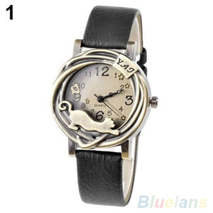 Vintage  Bronze Cat Quartz Watch