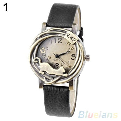 Vintage  Bronze Cat Quartz Watch