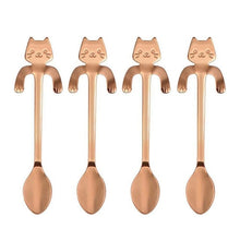 Load image into Gallery viewer, 4Pieces Stainless Steel Mini Cat Kitten Spoons For Coffee /Tea