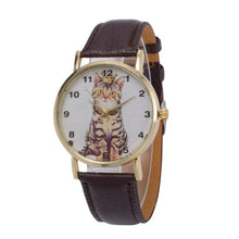 Load image into Gallery viewer, The Crowned Cat Leather Quartz Watch
