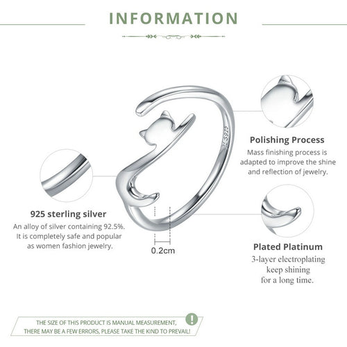 Silver Cat Finger Jewelry Ring