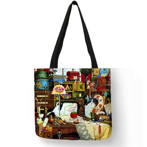 Oil Painting Cat Tote Bag